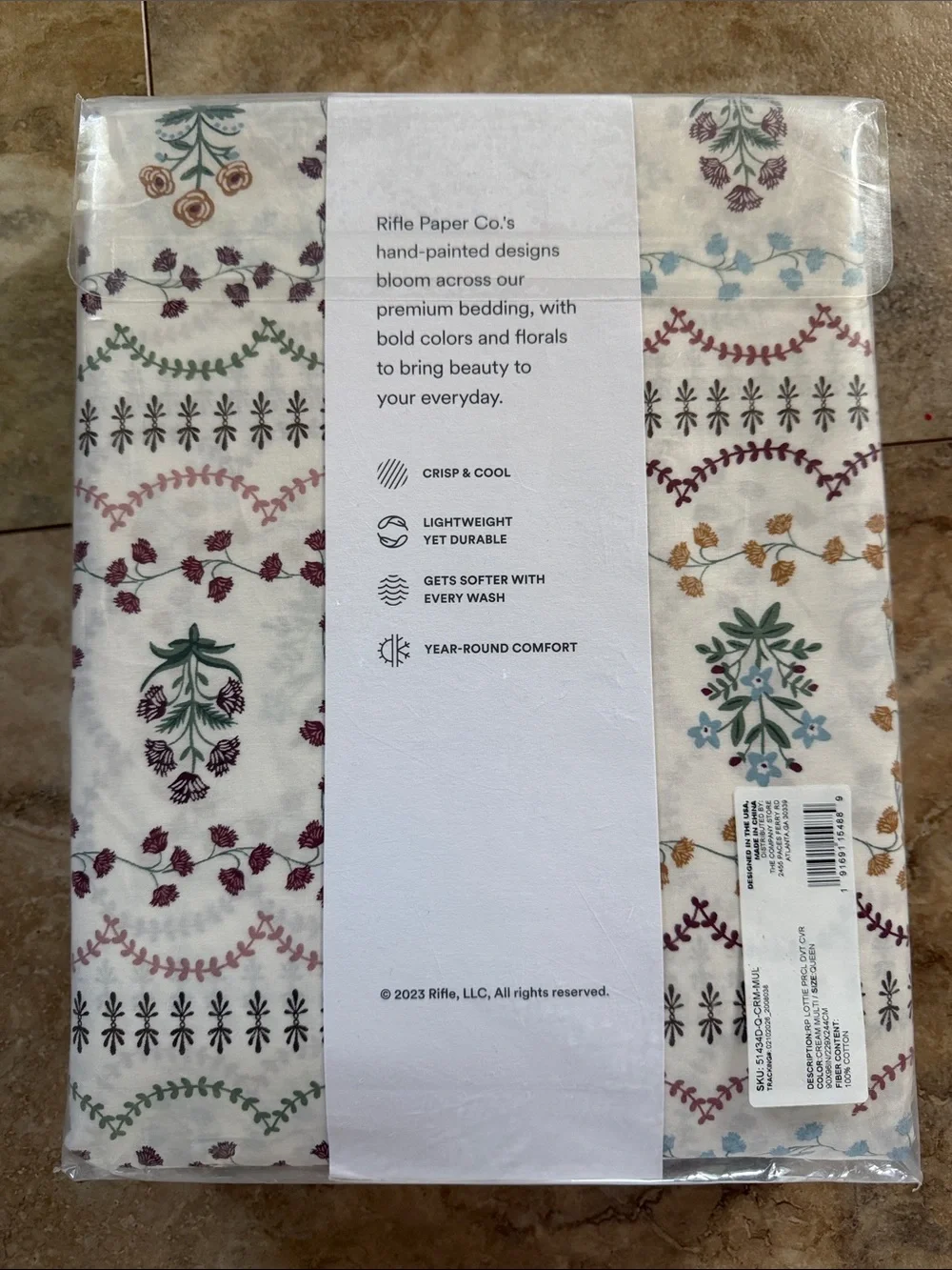 Rifle Paper Co. x Company Store Lottie Percale Queen Duvet Cover